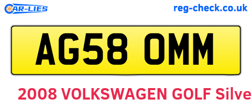 AG58OMM are the vehicle registration plates.