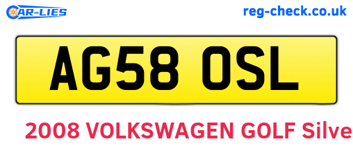 AG58OSL are the vehicle registration plates.