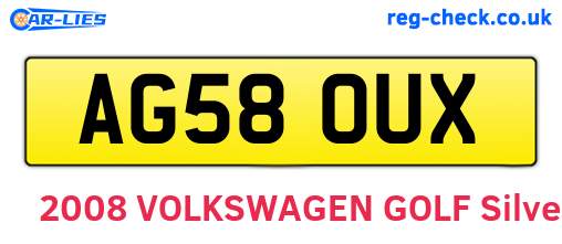 AG58OUX are the vehicle registration plates.