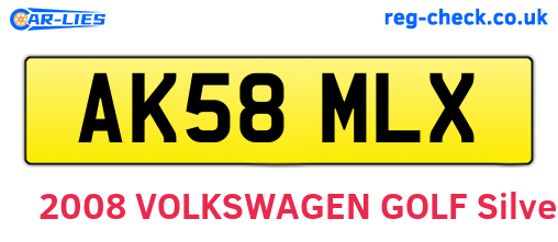 AK58MLX are the vehicle registration plates.