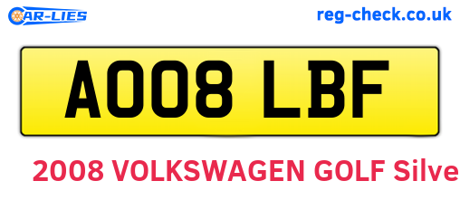 AO08LBF are the vehicle registration plates.