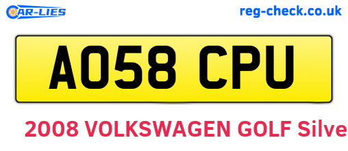 AO58CPU are the vehicle registration plates.