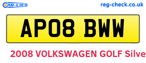 AP08BWW are the vehicle registration plates.
