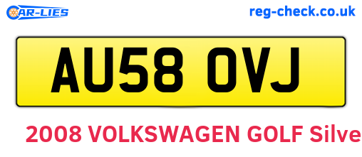AU58OVJ are the vehicle registration plates.