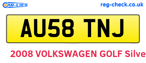 AU58TNJ are the vehicle registration plates.