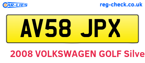AV58JPX are the vehicle registration plates.