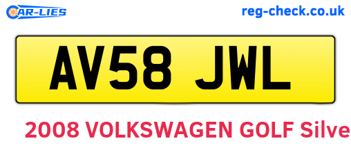 AV58JWL are the vehicle registration plates.