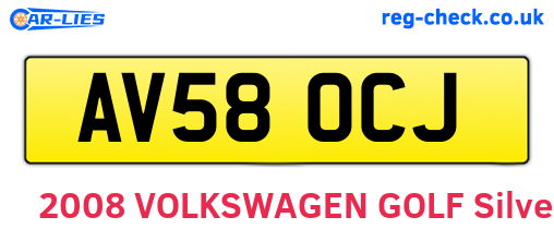 AV58OCJ are the vehicle registration plates.