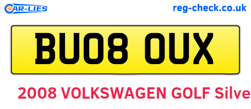 BU08OUX are the vehicle registration plates.