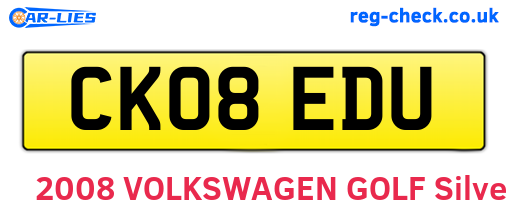 CK08EDU are the vehicle registration plates.