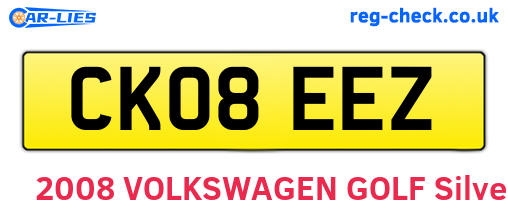 CK08EEZ are the vehicle registration plates.