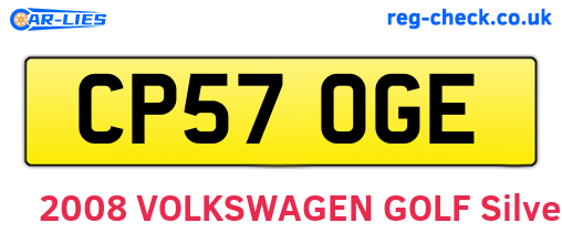 CP57OGE are the vehicle registration plates.