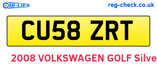 CU58ZRT are the vehicle registration plates.