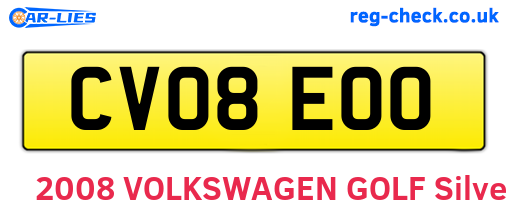 CV08EOO are the vehicle registration plates.