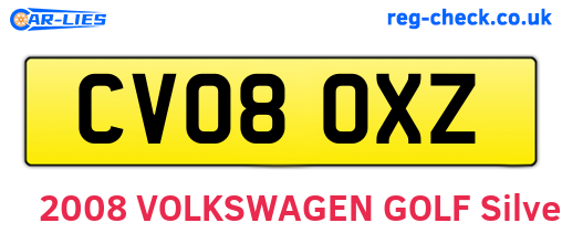 CV08OXZ are the vehicle registration plates.