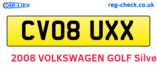 CV08UXX are the vehicle registration plates.