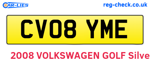 CV08YME are the vehicle registration plates.