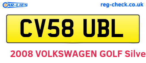 CV58UBL are the vehicle registration plates.