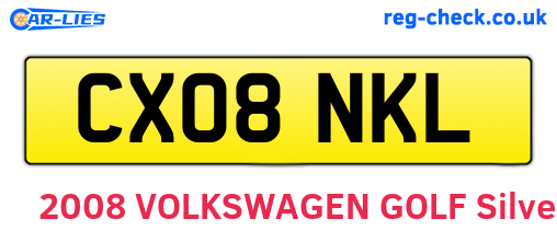 CX08NKL are the vehicle registration plates.