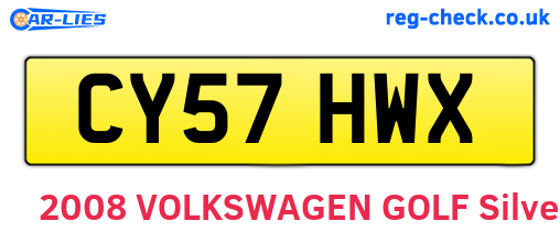 CY57HWX are the vehicle registration plates.