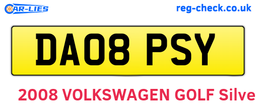 DA08PSY are the vehicle registration plates.