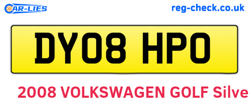 DY08HPO are the vehicle registration plates.