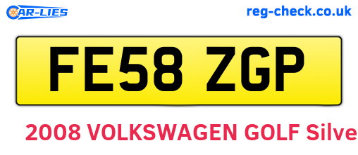 FE58ZGP are the vehicle registration plates.