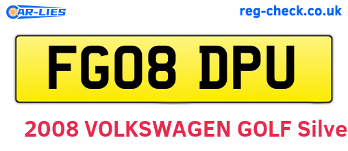 FG08DPU are the vehicle registration plates.