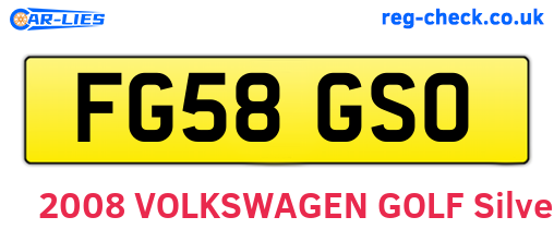 FG58GSO are the vehicle registration plates.