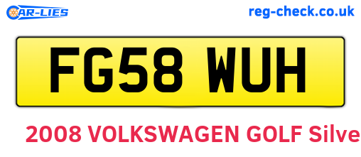FG58WUH are the vehicle registration plates.