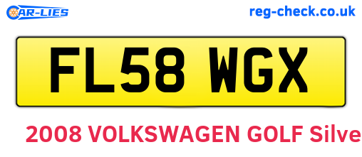 FL58WGX are the vehicle registration plates.