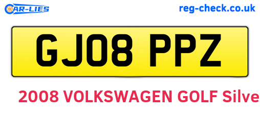 GJ08PPZ are the vehicle registration plates.