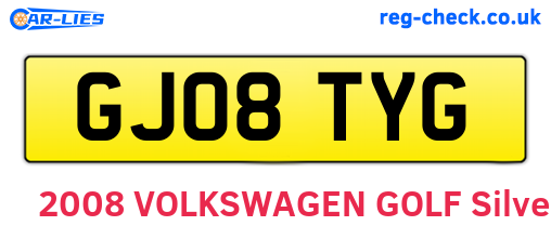 GJ08TYG are the vehicle registration plates.