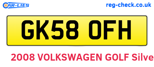 GK58OFH are the vehicle registration plates.