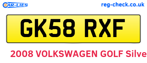 GK58RXF are the vehicle registration plates.