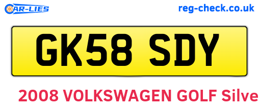 GK58SDY are the vehicle registration plates.