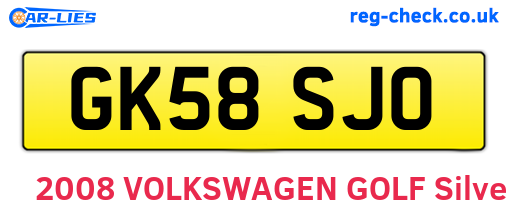 GK58SJO are the vehicle registration plates.