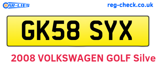 GK58SYX are the vehicle registration plates.