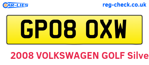 GP08OXW are the vehicle registration plates.