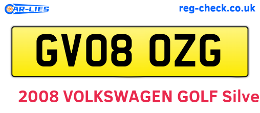 GV08OZG are the vehicle registration plates.