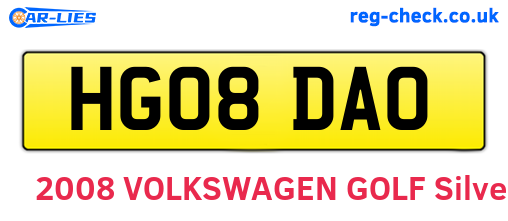 HG08DAO are the vehicle registration plates.