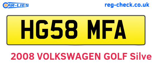 HG58MFA are the vehicle registration plates.
