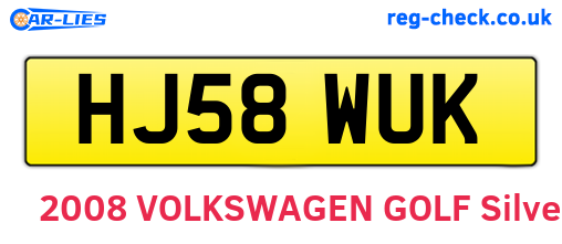 HJ58WUK are the vehicle registration plates.