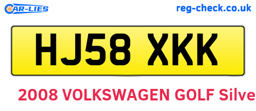 HJ58XKK are the vehicle registration plates.