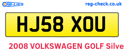 HJ58XOU are the vehicle registration plates.