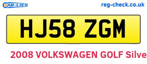 HJ58ZGM are the vehicle registration plates.
