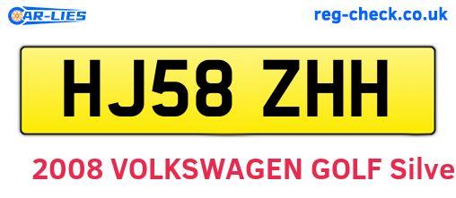 HJ58ZHH are the vehicle registration plates.