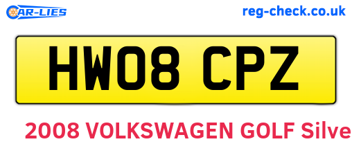 HW08CPZ are the vehicle registration plates.