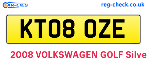KT08OZE are the vehicle registration plates.