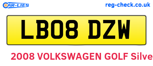 LB08DZW are the vehicle registration plates.